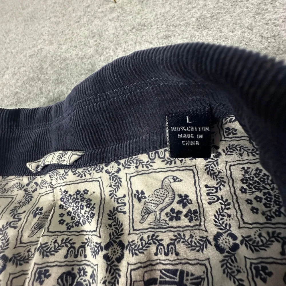 Reyn Spooner Corduroy Blazer Mens Size Large Navy Blue Cotton Floral Lining